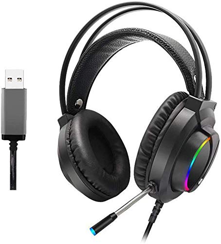 7.1 Colorful RGB Luminous Headphones Gaming Headset - Gaming Headset 3.5mm Over-Ear Stereo Gaming Headphone Microphone for N-Switch