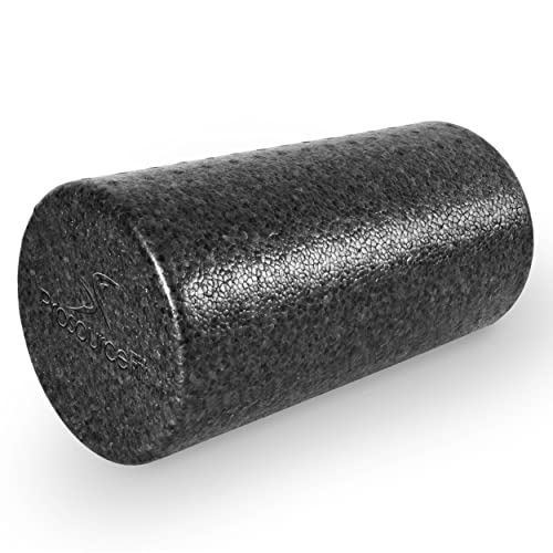 ProsourceFit High Density Foam Rollers 12 - inches long, Firm Full Body Athletic Massage Tool for Back Stretching, Yoga, Pilates, Post Workout Muscle Recuperation, Black