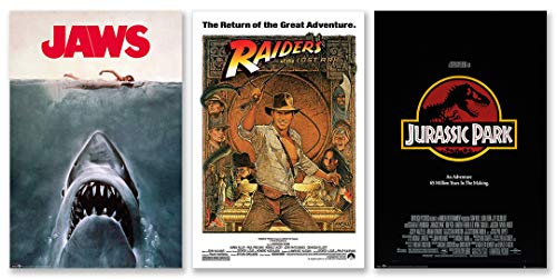 POSTER STOP ONLINE Steven Spielberg Classics - Movie Poster Set (Jaws, Raiders Of The Lost Ark & Jurassic Park) (Size 24 x 36)