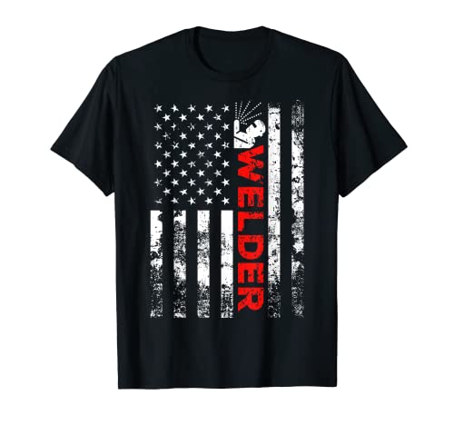 Welder Vintage USA American Flag Welding T-Shirt