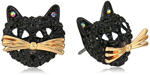 Betsey Johnson Pave Cat Stud Earring