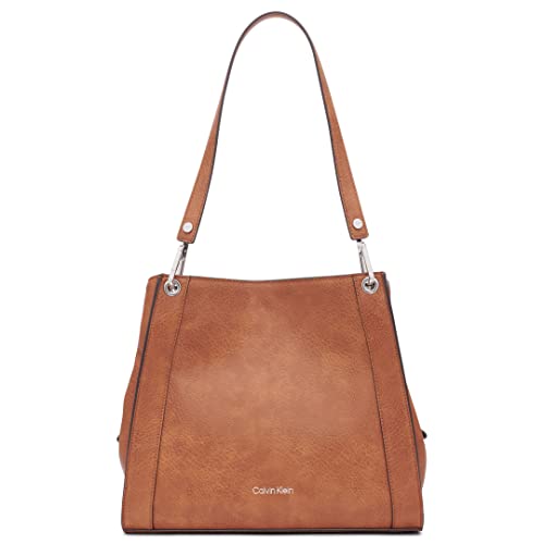 Calvin Klein Reyna Novelty Triple Compartment Shoulder Bag, Caramel Mix,One Size