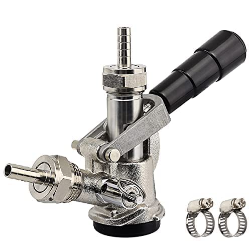 Keg Coupler, Sankey D Tap with Stainless Steel Probe, Keg Coupler D System with Black Handle & Hose Clamp, D Style,Sankey D Tap