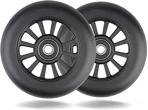 Kutrick 100mm Scooter Wheels - 100mm Pro Kick Scooter Wheels Replacement Pair - Smooth Bearing Installed | Plastic Core 100mm Scooter Wheels for Razor Fuzion Scooters with 100mm Wheels