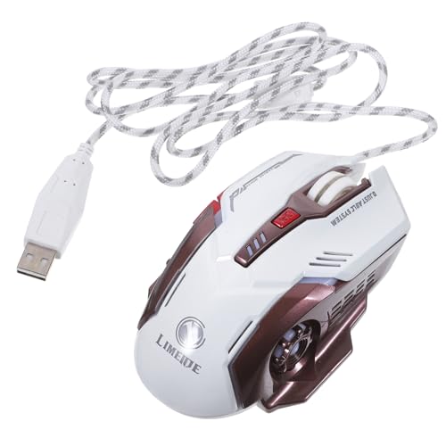 jojofuny Gaming Mouse Wired Optical Backlit Lights Wired Mouse for Laptop RGB Lighting Lap Desks Led Wired Gaming Wired Lapdesk Wired Gaming Mechanical USB Gamer White G402 Plastic Shine