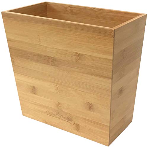 Cabot & Carlyle Bamboo Waste Basket Waste Basket for Bathroom Waste Basket for Office Bathroom Trash Can Bedroom Trash Can (1, 10,6' x 5.75' x 10')