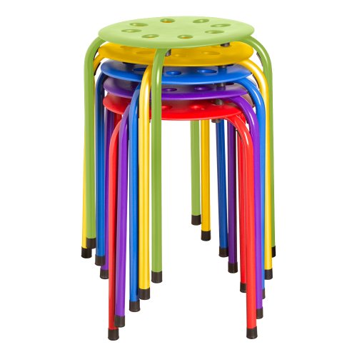 Norwood Commercial Furniture Stacking Stools for Kids and Adults, 17.75' Standard Height Portable Nesting Office and Classroom Stools, Assorted Color, Pack of 5