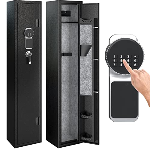 KAER Gun Safes Rifle Digital Quick Access Firearm Safe with 180-Degree Full Access Door and Removable Shelf for 2 Home Rifles with Pistols Rack