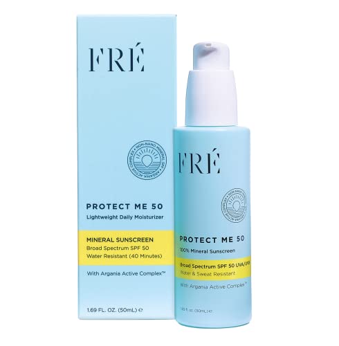Mineral Face Sunscreen with Non-Nano Zinc Oxide SPF 50, PROTECT ME by FRE Skincare - Reef Safe, Water-Resistant, No White Cast, Facial Moisturizing Cream - Non-Comedogenic & Ophthalmologist Tested
