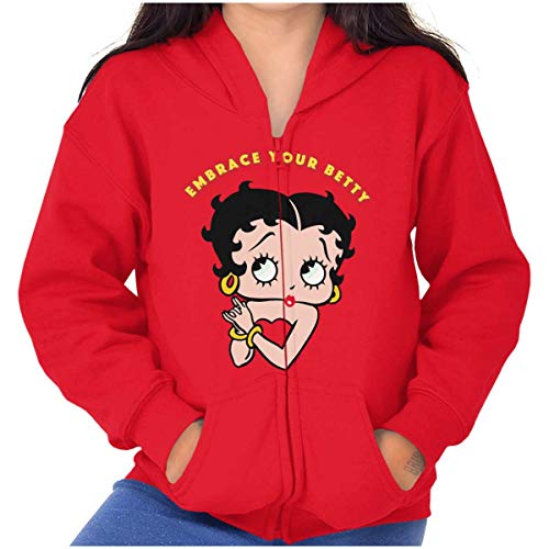 Brisco Brands Betty Boop Cartoon Cute Motivational Kids Hoodie Sweatshirt Girls Red