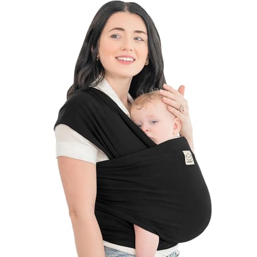 KeaBabies Baby Wrap Carrier - All in 1 Original Breathable Baby Sling, Lightweight,Hands Free Baby Carrier Sling, Baby Carrier Wrap, Baby Carriers for Newborn, Infant,Baby Wraps Carrier (Trendy Black)