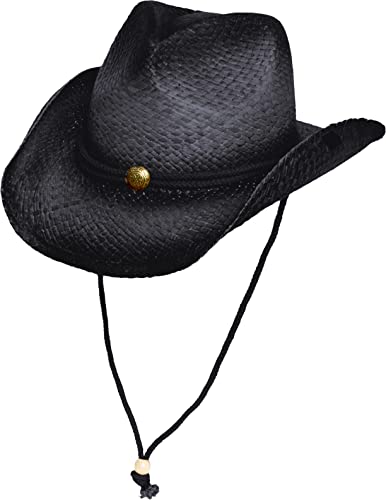 Peter Grimm Mens Straw Cowboy Hat (Black, One Size)