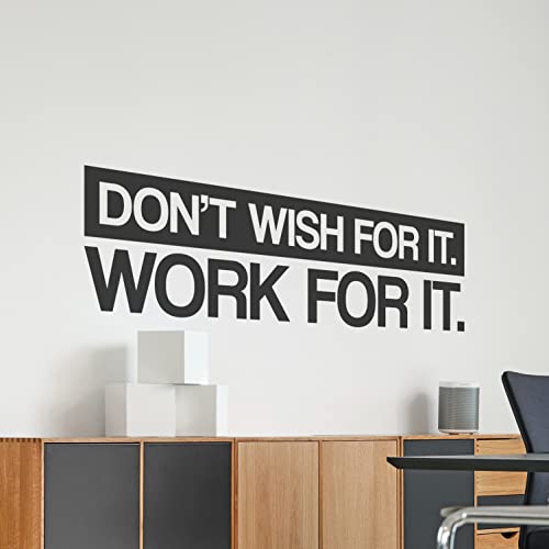 My Vinyl Story | Don't Wish for it Work for it | Motivational Large Wall Decal Sticker Quote for Home Gym Office Exercise Fitness Workout Art Vinyl Decor Removable Words and Sayings 37x10 in