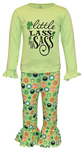 Unique Baby Girls St. Patrick's Day Little Lass Bell Bottom Pants Outfit (7)