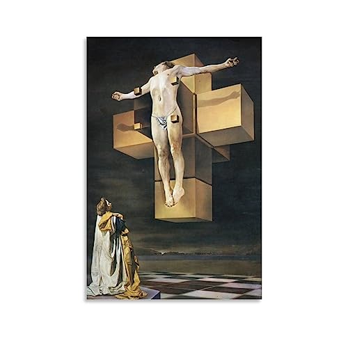 Surrealist Oil Painting Salvador Dali Artist Crucifixion (Corpus Hypercubus) Posters for Room Aesth Canvas Painting Posters And Prints Wall Art Pictures for Living Room Bedroom Decor 08x12inch(20x30