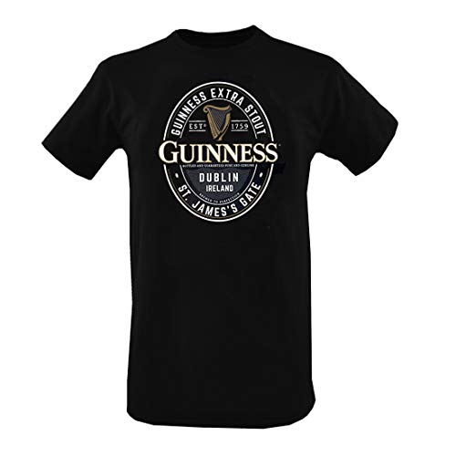 Guinness T-Shirt with Foreign Extra Bottle Label Print, Black Colour