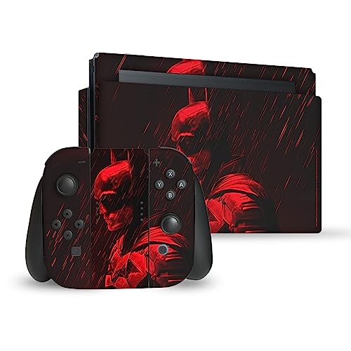 Head Case Designs Officially Licensed The Batman Rain Neo-Noir and Posters Vinyl Sticker Gaming Skin Decal Cover Compatible with Nintendo Switch Console & Dock & Joy-Con Controller Bundle