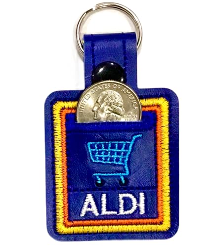 Shopping cart Aldi quarter holder keychain Quarter keeper Handmade Embroidered Aldi and cart. Holds Quarter for Aldi grocery Shopping Cart. Great Unisex gift!