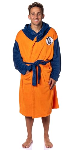 Bioworld Dragon Ball Z Goku Adult Fleece Hooded Bathrobe for Men And Women Costume Robes (2X/3X)