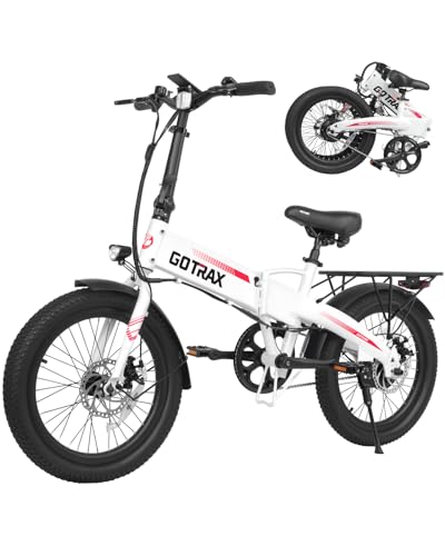 Gotrax R1 20' Folding Electric Bike with 40 Miles Range by 48V Battery, 20Mph Power by 350W, Weighs Only 45lbs, LCD Display & 5 Pedal-Assist Levels, Suitable for Leisure Riding&Commuting White