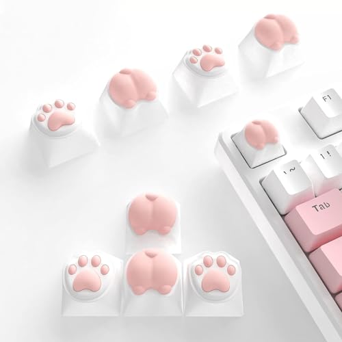ATTACK SHARK Custom Keycaps Cat Paws and Butts Pink PC and Silicone PBT Keycaps Cute Keycaps Compatible with Mechanical Keyboard,MX Switches,Cherry/Gateron/AKKO/AJAZZ/Kailh(Storage Box+8-Keys)