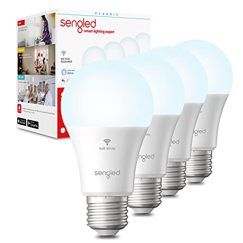 Sengled Alexa WiFi Light Bulb - Smart Bulbs That Work with Alexa/Google Assistant, A19 Daylight (5000K) - No Hub Required, 800LM 60W High CRI)60 Equivalent, Pack of 4