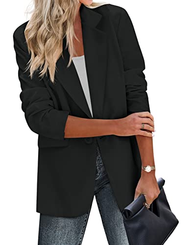 Zeagoo Womens Blazer for Work Fashion Casual Blazer Jacket Trendy Lapel Fall Jakcets with Pockets Black