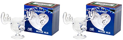 A&R Collectibles Christmas Eggnog Moose Mugs - Gift Boxed Set of 2 - Acrylic Safer Than Glass 8 oz.