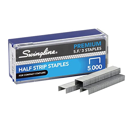 Swingline Staples, S.F. 3, Premium for Desktop Staplers, 1/4' Length, 105/Strip, 5000/Box, Jam Free, Half Strip (35440)
