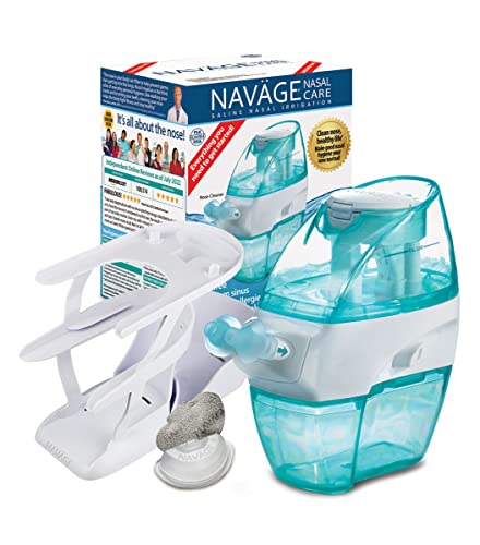 Navage Essentials Bundle - Navage Nasal Irrigation System - Saline Nasal Rinse Kit with 1 Navage Nose Cleaner, 30 Salt Pods and 1 Countertop Caddy