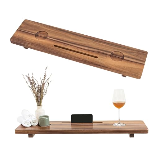 Nature Shed Premium Bathtub Tray | Solid Acacia Bath Tray for Tub | Large Bath Tray Table | Non-Toxic, Anti-Tipping Tub Tray | Bathtub Accessories