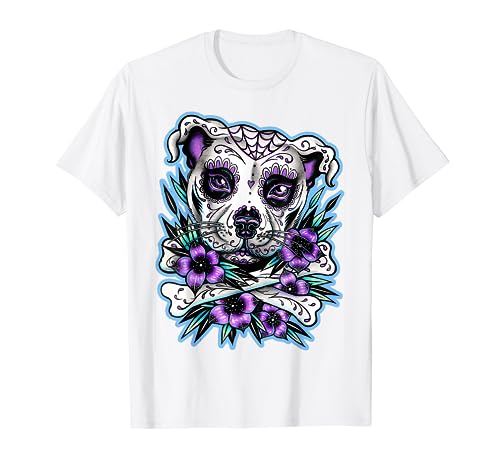 Pitbull Dog Sugar Skull for lovers Dogs T-Shirt