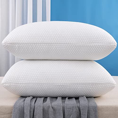 Molblly Standard Pillows Shredded Memory Foam Set of 2 Pack Standard Size Cooling Bed Pillows 20 x 26 in,Adjustable Loft Washable The Pillow for Side Back Stomach Sleeper Pillows for Sleeping