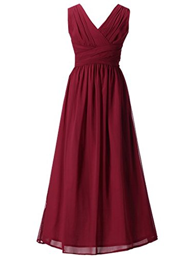 Happy Rose Flower Girl's Dress Party Dresses Juniors Long Bridesmaid Dress Wine 18