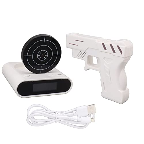 Mrisata Clock Shooting Target Digital Alarm Clock Innovative Toy with USB Port for Home Office Rooms Kids Boys Girls Heavy Sleepers, Shooting Target Digital Alarm Clock Pistol Game Toy