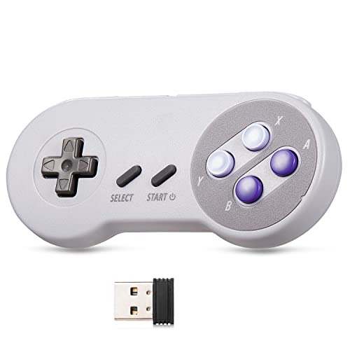 KIWITATA Wireless USB SNES Controller, kiwitatá 2.4GHz Rechargeable Classic SNES USB PC Game Pad Controller with Receiver for Windows PC MAC & RetroPie