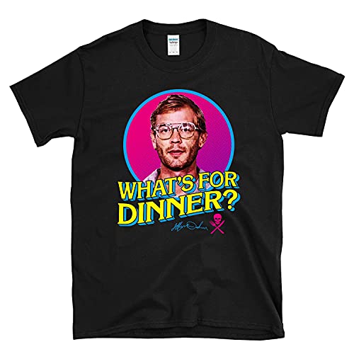 Jeffrey Dahmer What's for Dinner Serial Killer Mugshot True Crime - T-Shirt (Medium, Black)