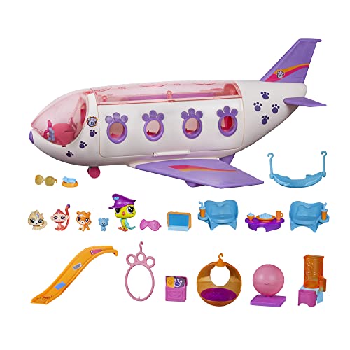 Littlest Pet Shop Pet Jet Playset Toy, Includes 4 Pets, Adult Assembly Required (No Tools Needed), Ages 4 and Up