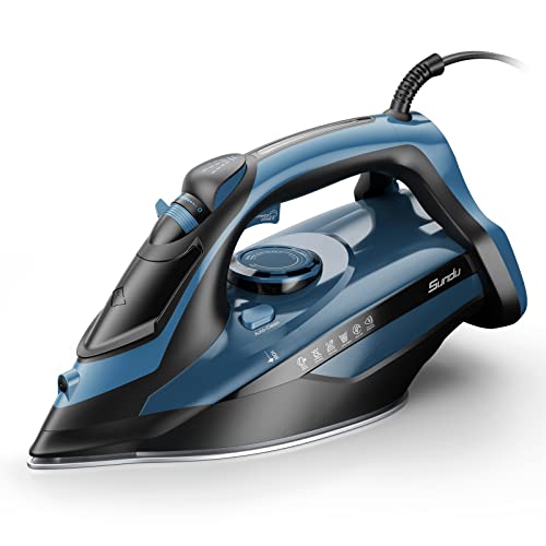 Sundu Steam Iron for Clothes with Rapid Heating Ceramic Coated Soleplate, 1700W with Precise Thermostat Dial, Self-Cleaning, Auto-Off, 15.21oz Water Tank for Home Clothes Ironing Use