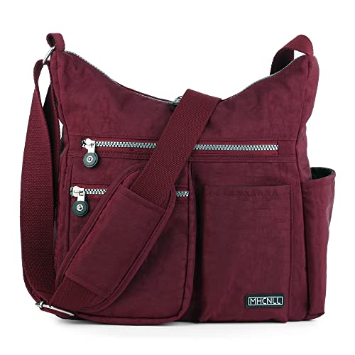 MHCNLL Crossbody Bag with Anti Theft RFID Pocket - Women Lightweight Water-Resistant Purse (Red wine)