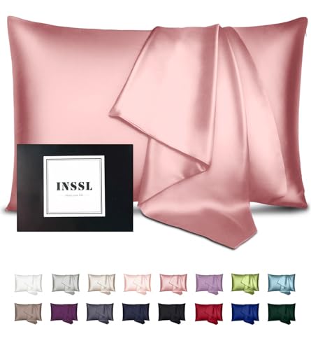 INSSL Silk Pillowcase for Women, Mulberry Silk Pillowcase for Hair and Skin and Stay Comfortable and Breathable During Sleep (Queen, Coral)