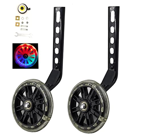 YJIA a Pair of Children's Bicycle Riding Flash Silent Training Wheels, Suitable for 12-20 inch Single Speed Bicycles (black)