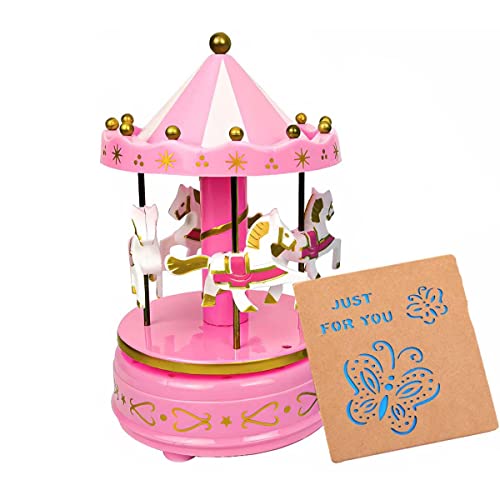 Jofanvin Unicom Gifts Mechanism Carousel Music Box Horse Antique Vintage Gifts for Birthday/Christmas Day
