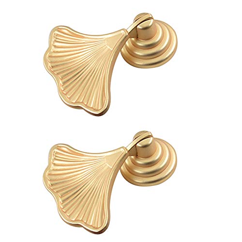 Geenite Furniture Knob Handles Golden Drop Pendant Pull Handle Fashion Ginkgo Leaf Shape Dresser Knobs for Kitchen Bathroom Cabinet Door Drawer 2 pcs