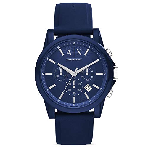 A｜X ARMANI EXCHANGE Men's Chronograph Blue Silicone Watch (Model: A|X1327)