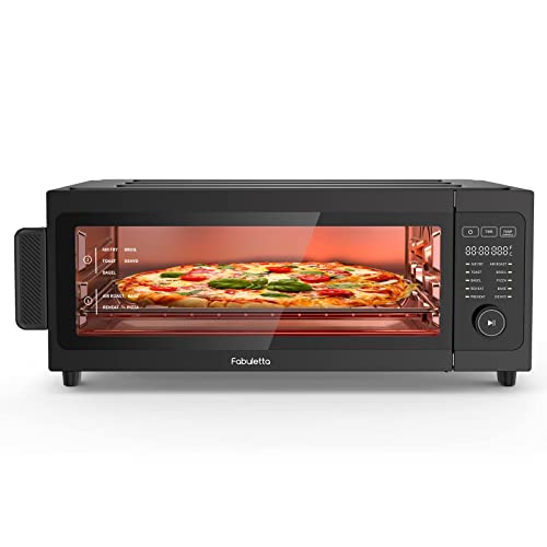 Air Fryer Toaster Oven Combo - Fabuletta 10-in-1 Countertop Convection Oven 1800W, Flip Up & Away Capability for Storage Space, Oil-Less Air Fryer Oven Fit 12' Pizza, 9 Slices Toast, 5 Accessories