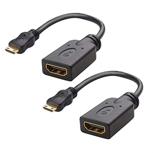 Cable Matters 2-Pack Mini HDMI to HDMI Adapter (HDMI to Mini HDMI Adapter) 6 Inches with 4K and HDR Support for Raspberry Pi Zero and More