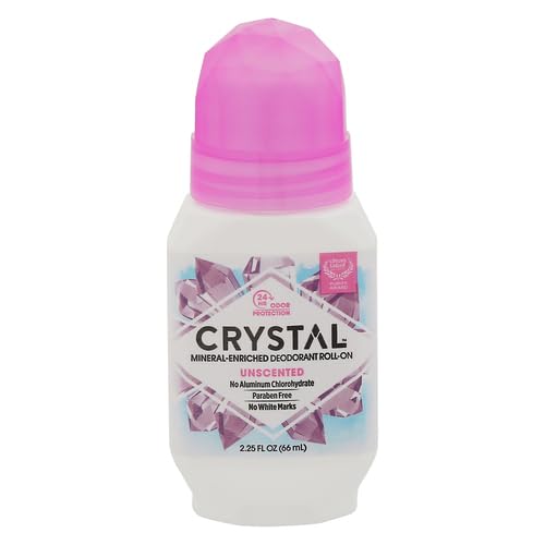 CRYSTAL Mineral Deodorant Roll-On Unscented Body Deodorant With 24-Hour Odor Protection, Aluminum Chloride & Paraben Free, 2.25 FL OZ (Packaging May Vary)