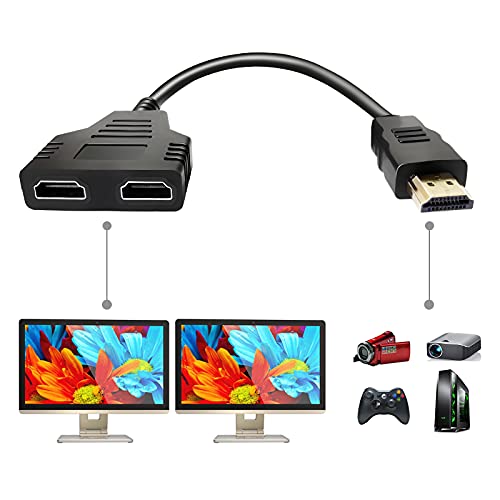 HDMI Splitter Adapter Cable - 1 in 2 Out HDMI Male to Dual HDMI Female 1 to 2 Way for HDMI HD, LED, LCD, TV, Support Two The Same TVs at The Same Time 1080P