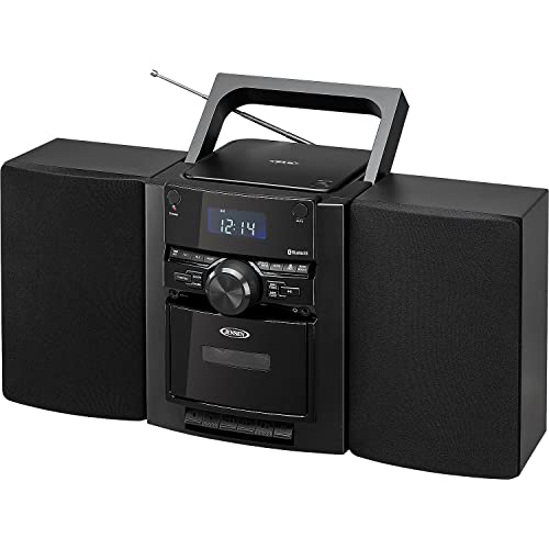 JENSEN Portable Stereo Bluetooth CD Music System with Cassette and Digital AM/FM Radio